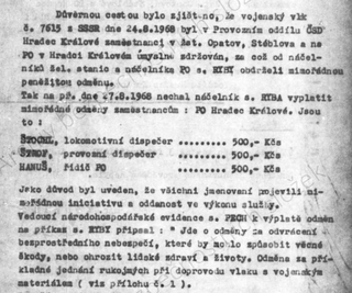  Mimořádná odměna pro rukojmí. Z pátracího svazku KR- 631808 MV s krycím jménem Mosty. Zdroj: Archiv bezpečnostních složek